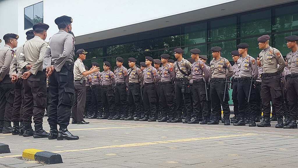 Police officers in Jakarta, Indonesia.
