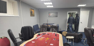 Police raid a suspected underground casino in Russia’s Telmana.