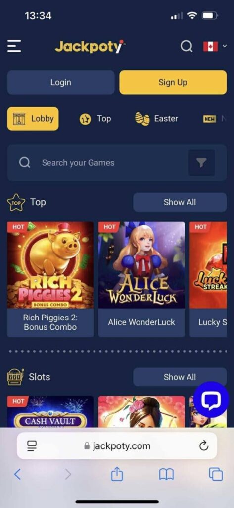 jackpoty interac casino
